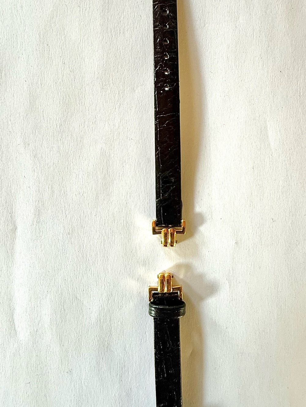 Vintage Woman’s Black Leather Strap with Gold Hardware. 80’s 90’s